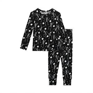 NEW POSH PEANUT kids funny bones glow in the dark classic pajama set in black